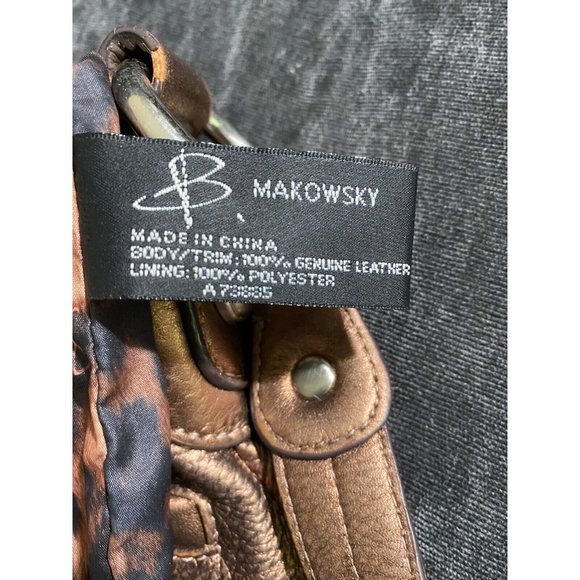 Vintage B. Makowsky leather MCM Grunge, Boho Bronze Shoulder Bag - A73885 - Picture 7 of 9